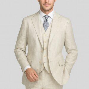 Enzo Beige Linen 3pc suit (Vest Option)