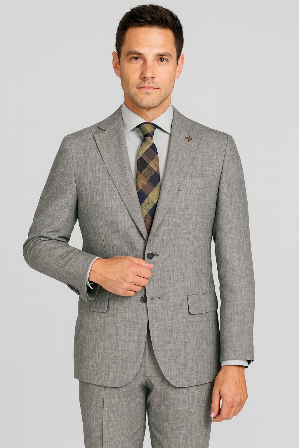 Solid light Gray Linen Suit (Solid gray option)