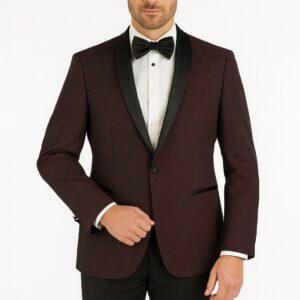 Burgundy Paisley Shawl Lapel