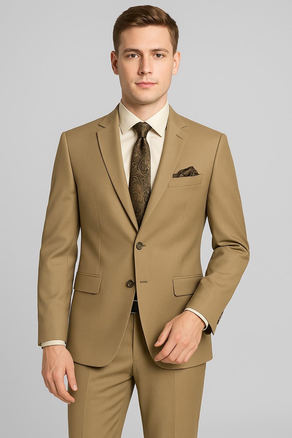Solid Camel Suit + Vest(option)