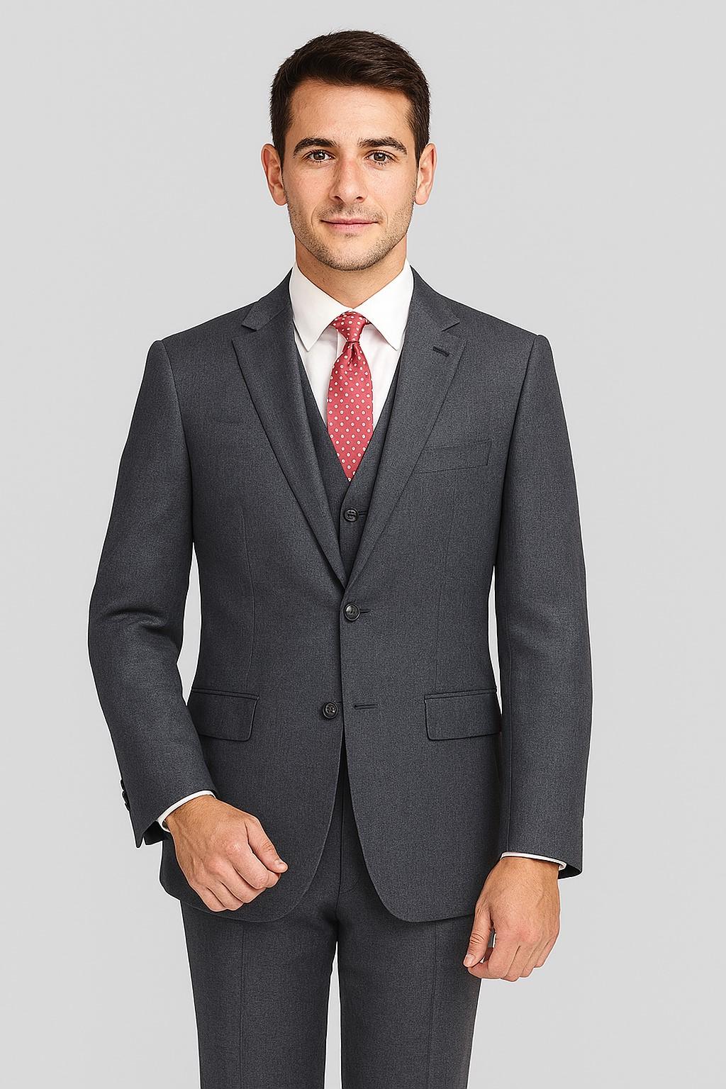Solid Gray Suit + Vest(option)