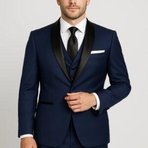 Alternative view of Solid Ink Blue with black Shawl Lapel (Vest option)