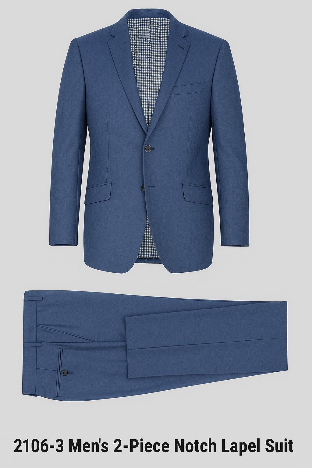 Solid Blue Sharkskin Suit Italian Style - Image 2
