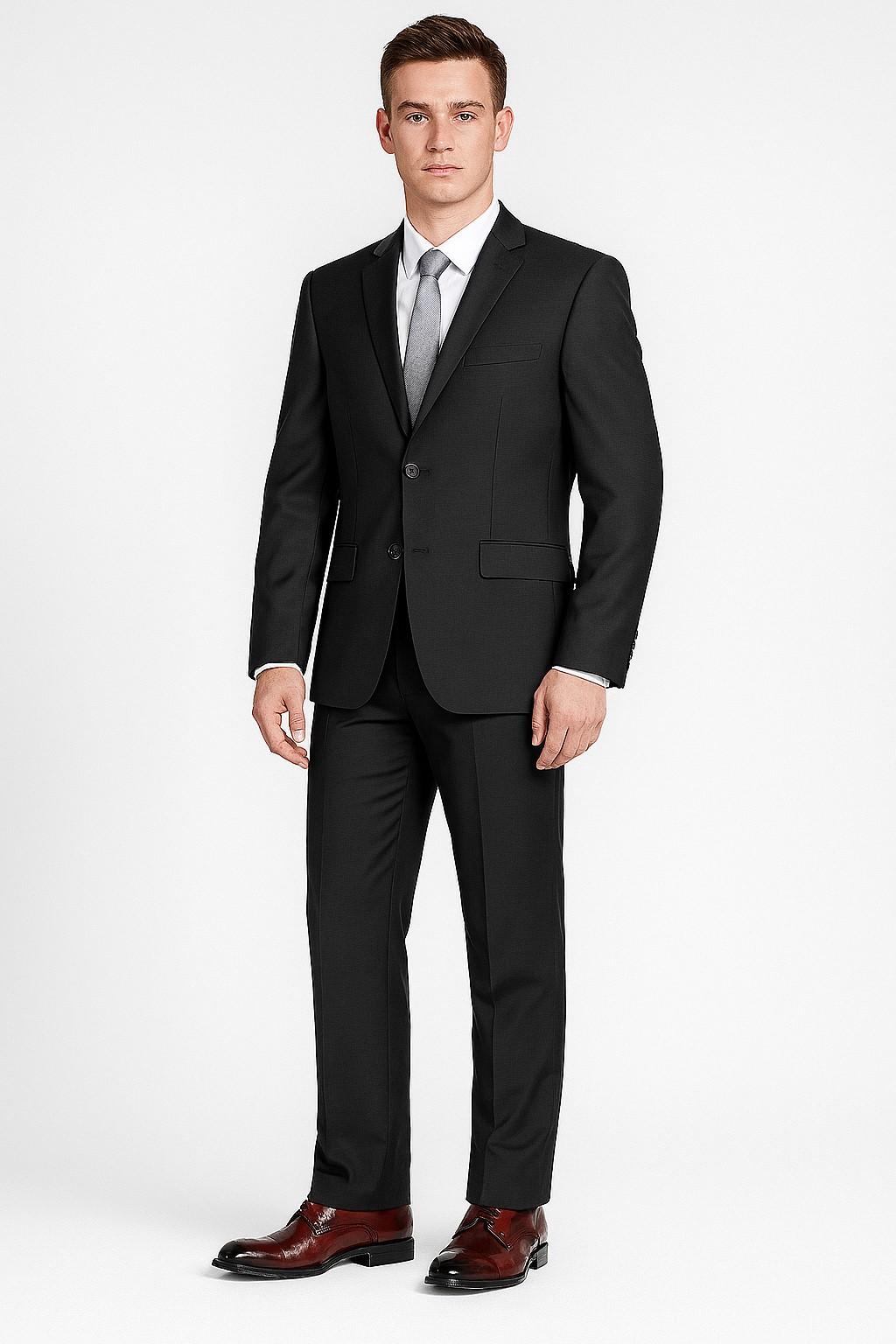 Solid Black Suit Italian Style