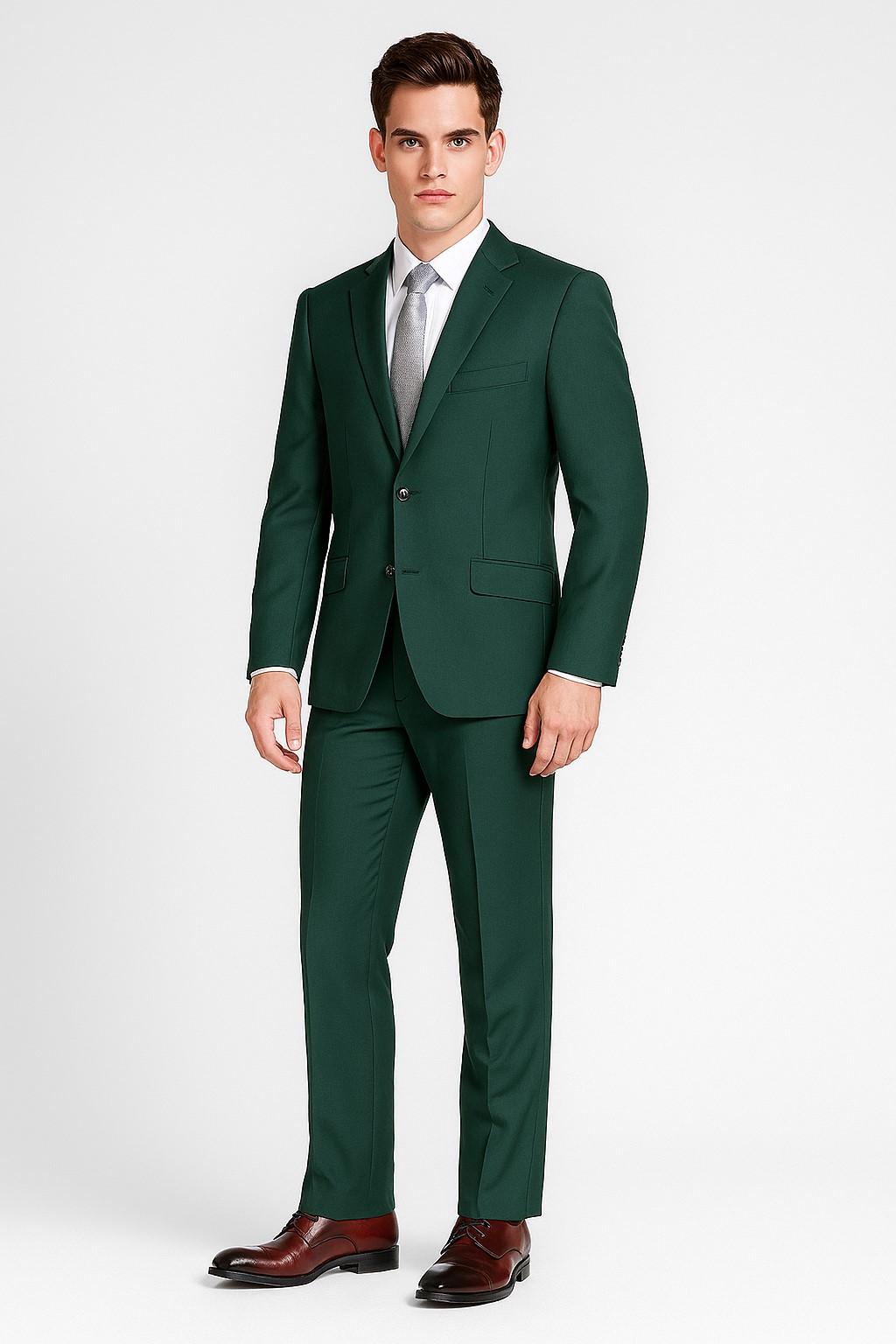 Solid Green Suit Italian Style