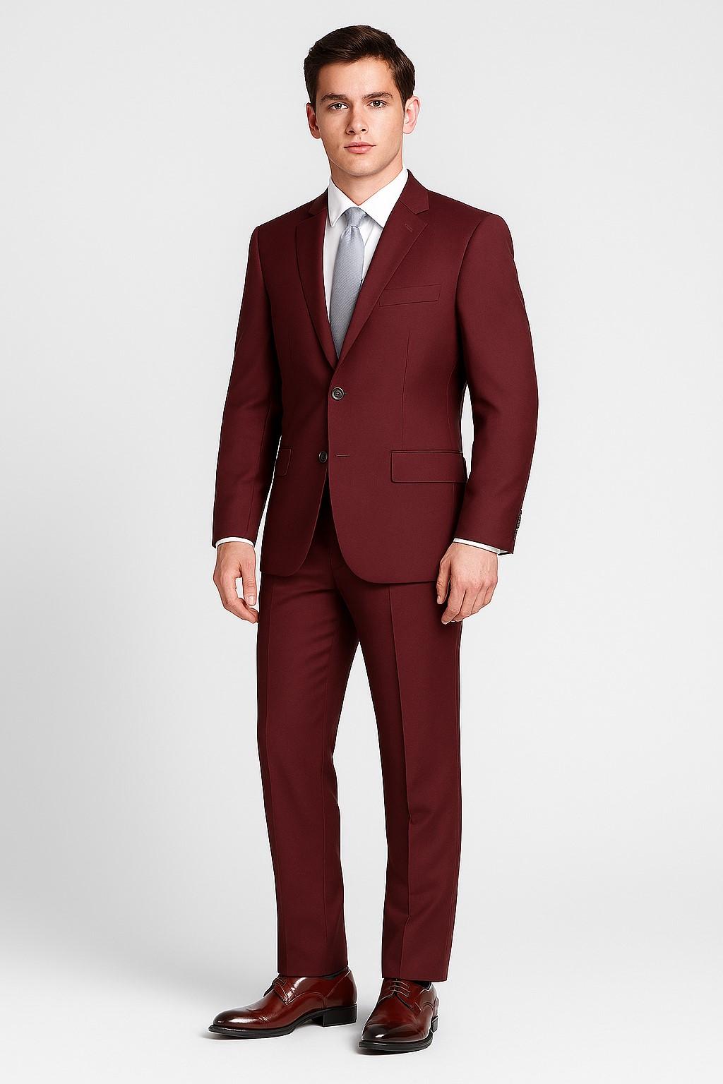 Burgundy Suit Italian Style