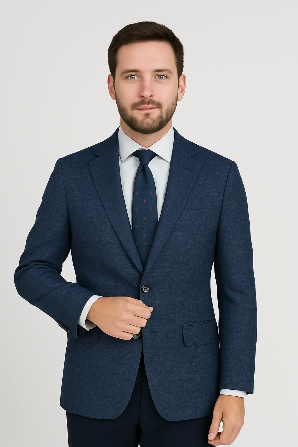 Blue Crossweave Wool Jacket