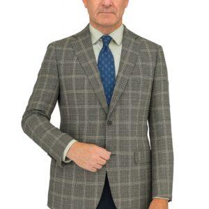 Black White Windowpane Wool Jacket