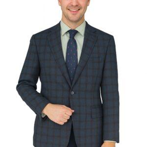 Blue & Burgundy Windowpane Luxury Italian Sport Jacket