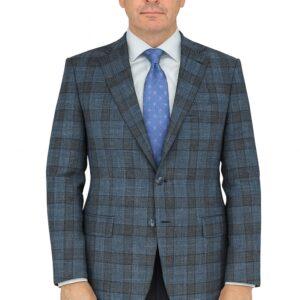 Blue Gray Plaid Luxury Italian Sport Jacket