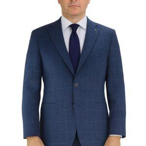 Blue Houndstooth Plaid Luxury Italian Sport Jacket