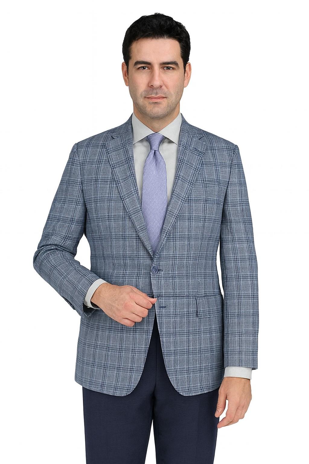 Blue Navy Plaid Luxury Italian Sport Jacket