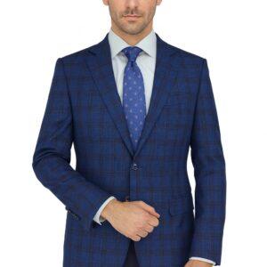 Blue Plaid Wool Blend Luxury Italian Sport Jacket
