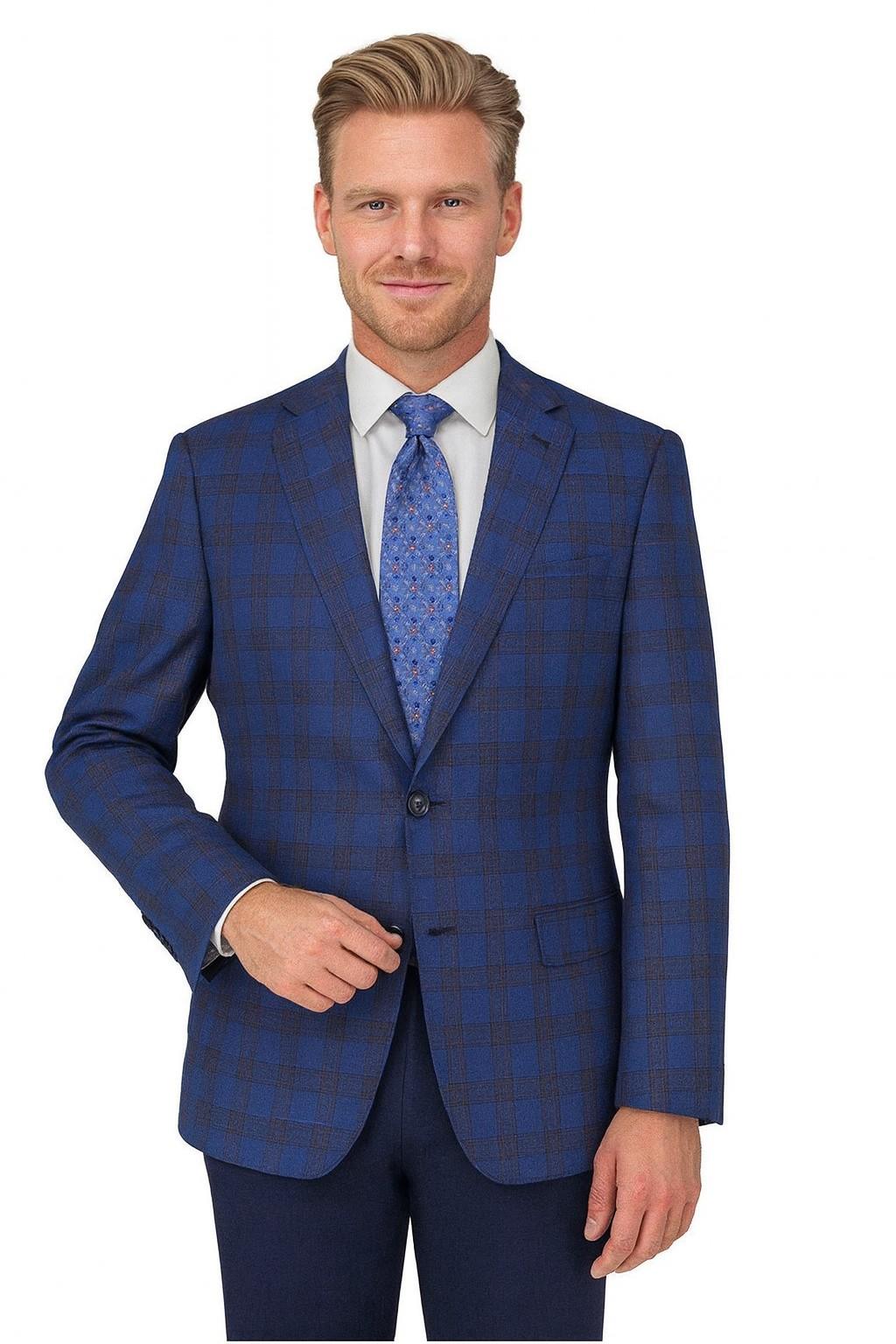 Blue Plaid Luxury Italian Sport Jacket - Image 3