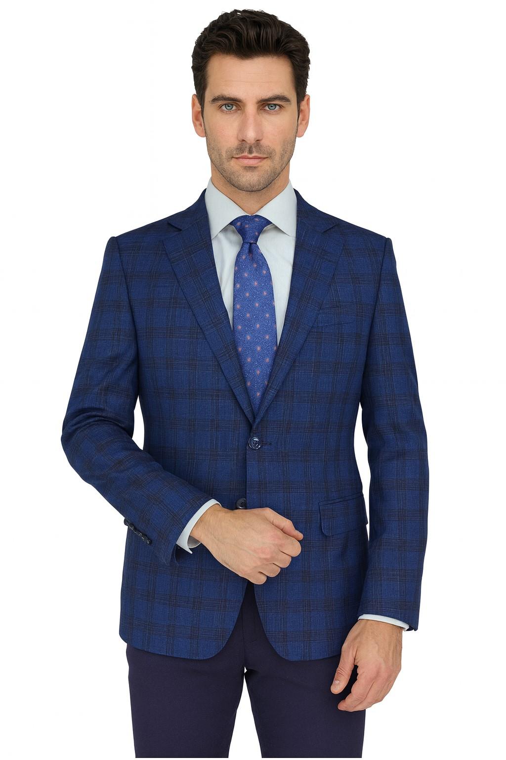Blue Plaid Luxury Italian Sport Jacket