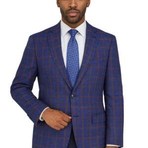 Blue Windowpane 100% Wool Luxury Italian Sport Jacket
