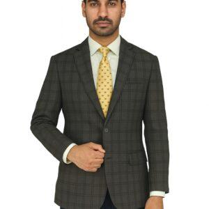 Brown Rust Windowpane 100% Premium Wool Luxury Italian Sport Jacket