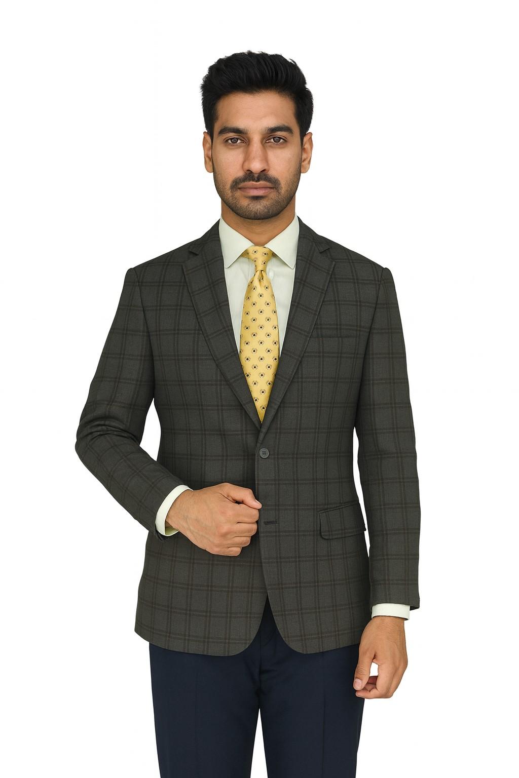 Brown Rust Windowpane 100% Premium Wool Luxury Italian Sport Jacket