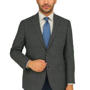 Charcoal Crossweave 100% Wool Luxury Italian Sport Jacket