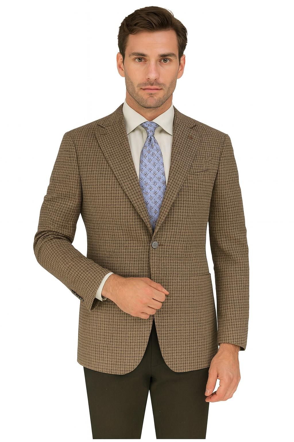 Green Check Wool Blend Luxury Italian Sport Jacket