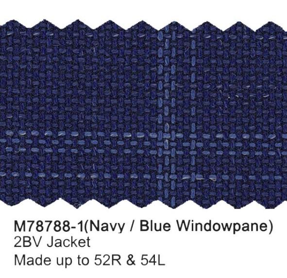 Navy Blue Windowpane 100% Wool Luxury Italian Sport Jacket - Image 3