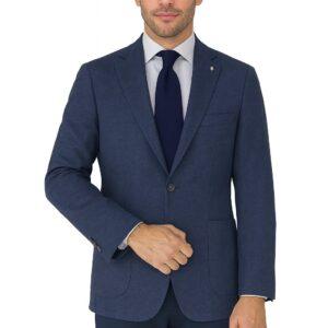 Navy Mini Check Wool Blend Luxury Italian Sport Jacket