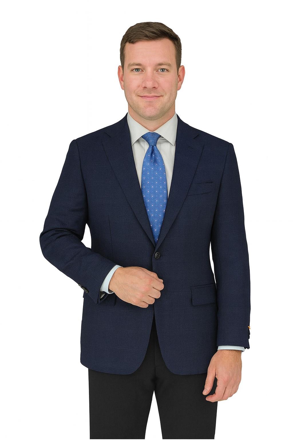 Navy Tweed Wool Blend Luxury Italian Sport Jacket