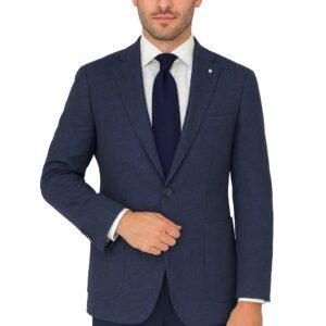Solid Navy Wool Blend Luxury Italian Sport Jacket