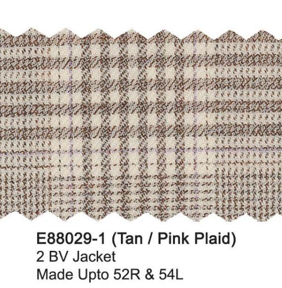 Tan Pink Plaid 100% Premium Wool Luxury Italian Sport Jacket - Image 2